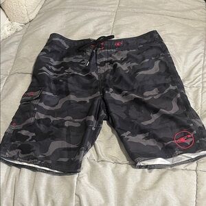 O'Neill Black and Gray Camo Board Shorts